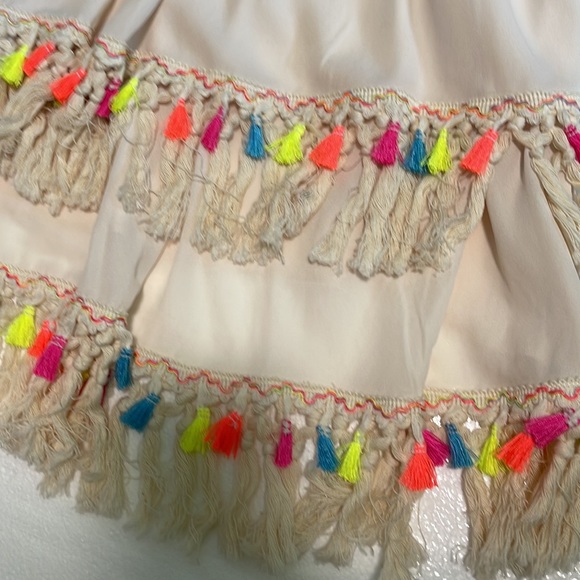 Luxe Moda Tassel fringe off shoulder/ cold shoulder top - Picture 3 of 5